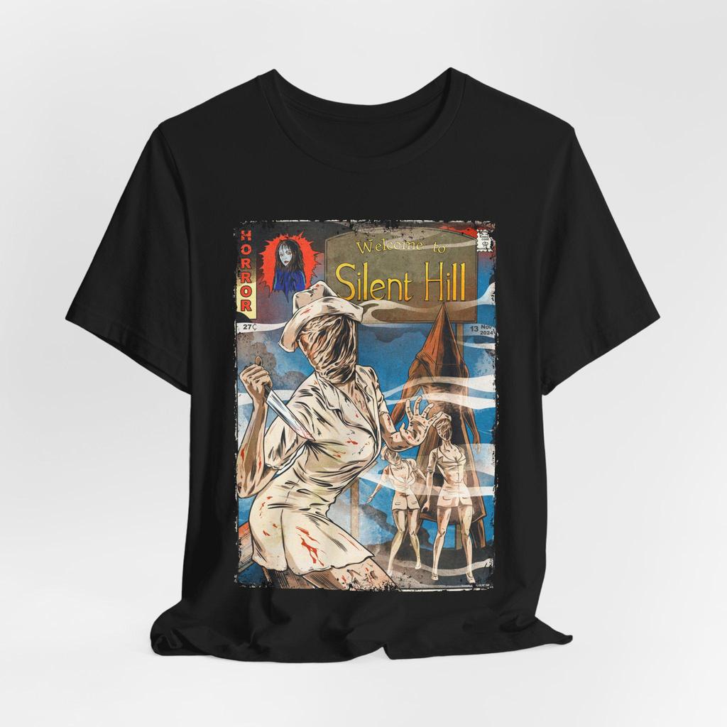 The Elegant Silent Hill Movie T-shirt: A Retro Horror Movie Printed Pattern T-shirt for Fashionable Outfits