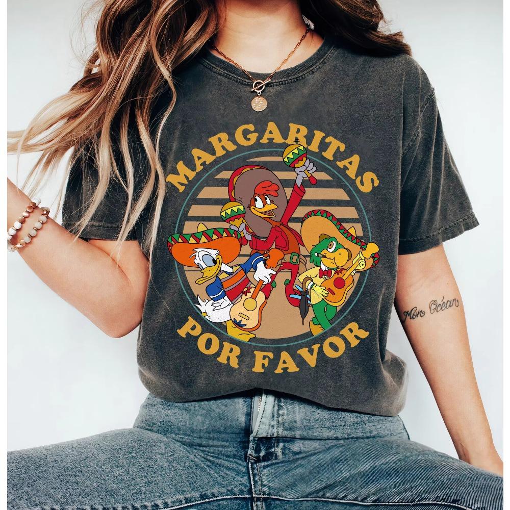 Vintage Margaritas Por Favor Shirt The Three Caballeros Portrait Shirt Matching Family Shirts Cotton Women Tees