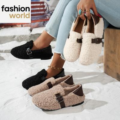 Женские хлопковые туфли с низким вырезом, теплые хлопковые тапочки из овечьей шерсти, для дома и улицы, модные хлопковые туфли