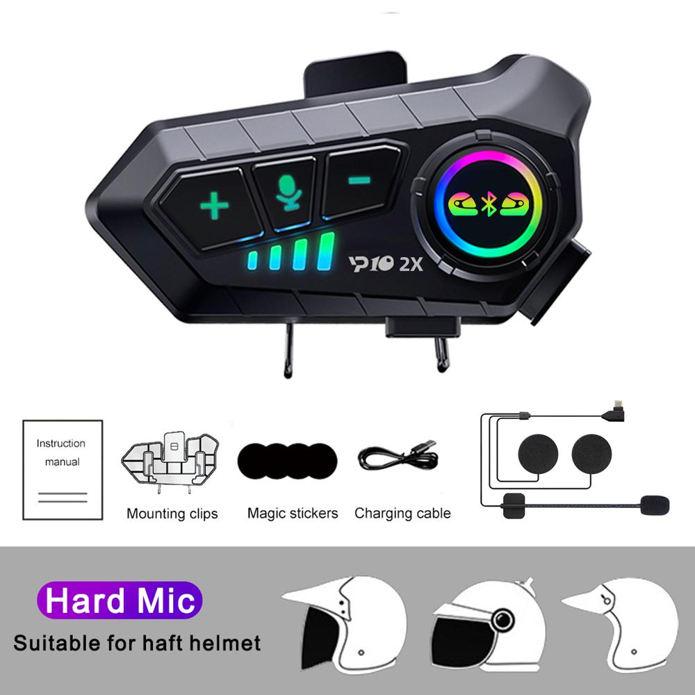 YP10 Motorcycle Helmet Intercom Bluetooth 5.3 Headset 300M Intercomunicador Riding Communication Wireless Interphone Waterproof Music Player Earphone