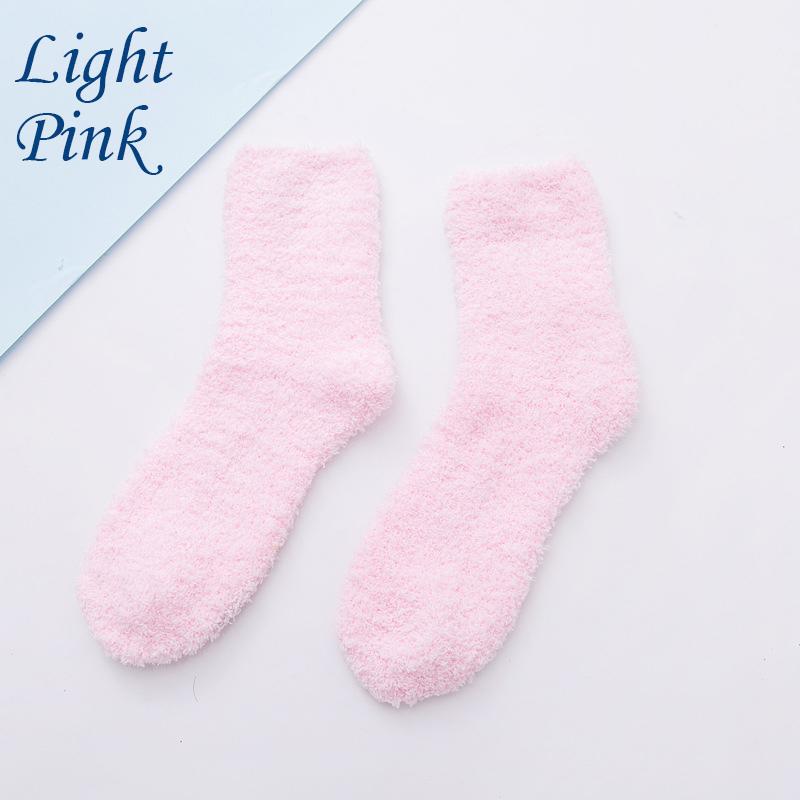 Носки ярких цветов, теплые носки, плюшевые носки, женские носки до середины икры из кораллового флиса, женские носки