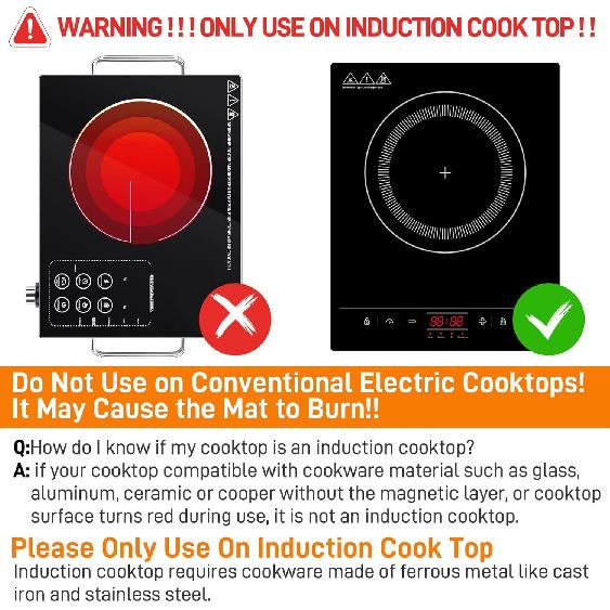 Thermochromic Silicone Induction Cooktop Protect Mat, 2 PCS Multifunctional Silicone Mat for Induction Cooktop (9.5 inches)