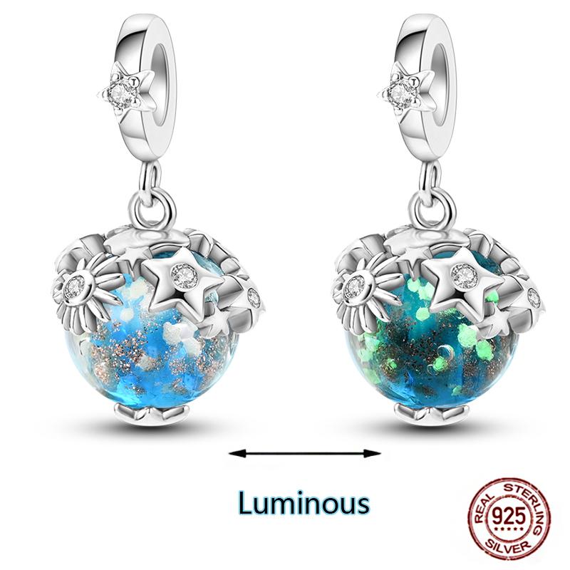 Shining Luminous Firefly Charms Copper Bulb Octopus Jellyfish Bee Fit Dangle Original Bracelets Glow Beads Women Diy Jewelry