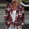Women's Fashion Christmas Printed Long Sleeve Knitted Cardigan Button Down Jacket