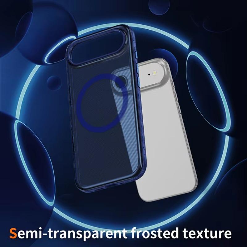 Прозрачный чехол для телефона с матовым рисунком из углеродного волокна для IPhone 17Air 16E 15 14 Plus 13 12 Pro Max, с магнитной зарядкой, противоударный, защитный чехол
