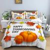 Autumn Thanksgiving Day Duvet Cover King Queen Cartoon Orange Pumpkin Turkey Bedding Set Maple Leaves Soft Polyester Quilt Cover