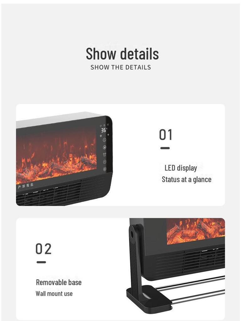 Настенный электрический камин с имитацией пламени для рабочего стола и небольших помещений