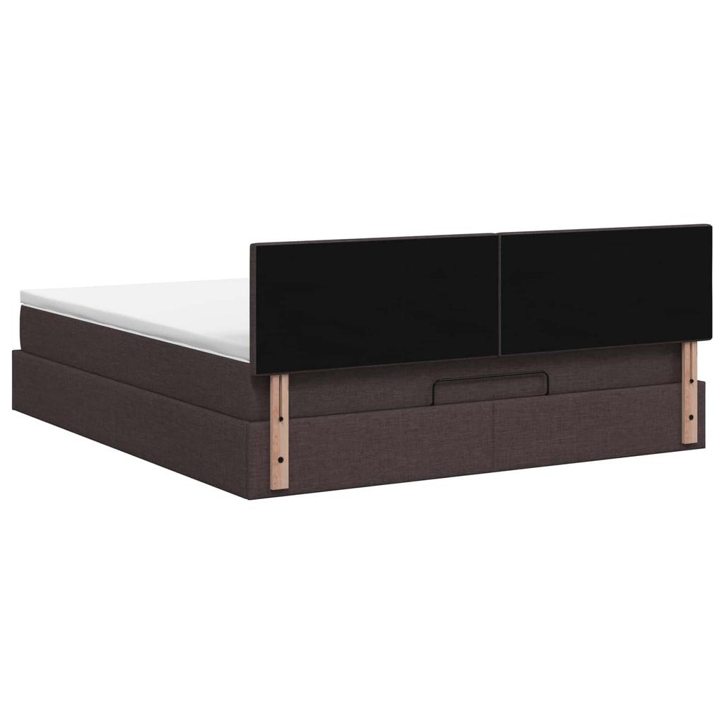 Ottoman Bed with Mattress Dark Brown 140 x 200 cm Fabric