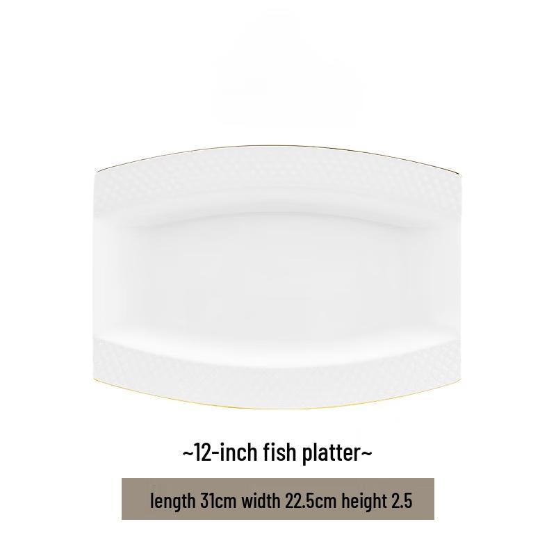 Jingdezhen Hand-Painted Gold-Trimmed Ceramic Deep Plate