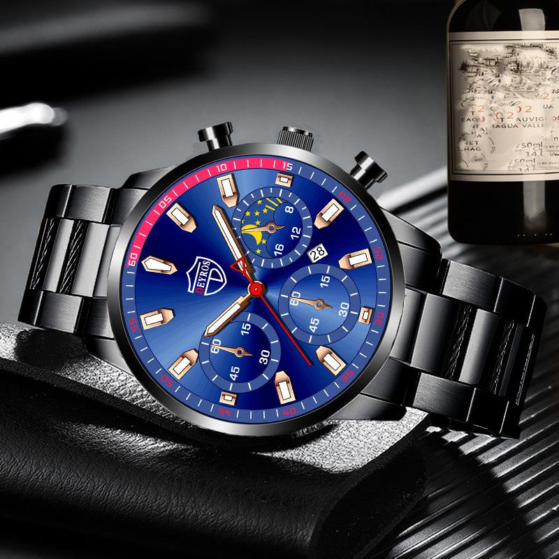 Stylish Simple Watch Men's Stainless Steel Watch Calendar Quartz Watch Men's Personalized Casual Watch