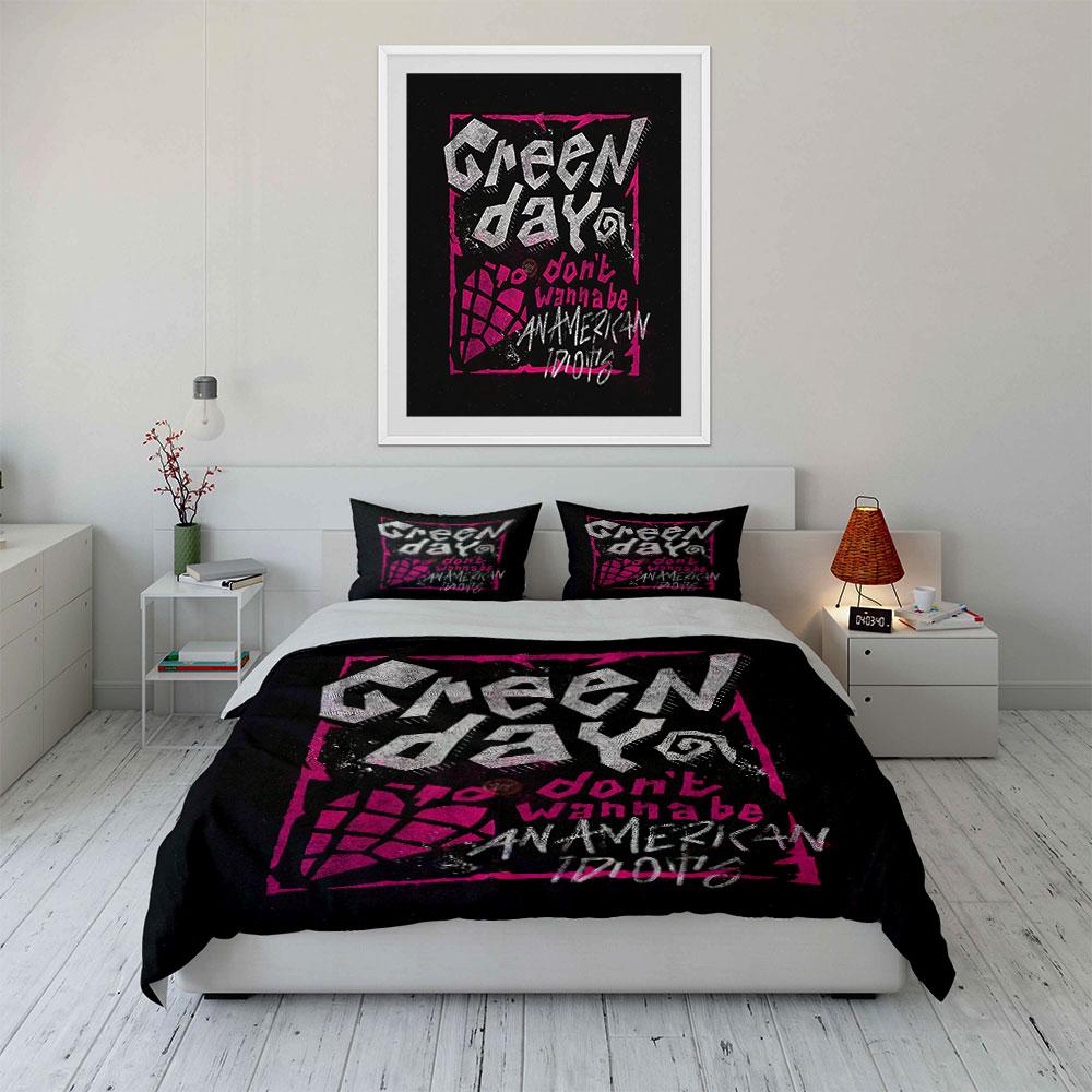 Green Day American Idiots Set Bedding Duvet Cover Set Duvet Cover Pillowcases (1*Duvet Cover 2*Pillowcases, without duvet insert)