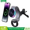 Металлическое магнитное автомобильное беспроводное зарядное устройство 2 в 1 крепление для iPhone 14/13/12 беспроводная автомобильная зарядка со светодиодной подсветкой для Apple Watch