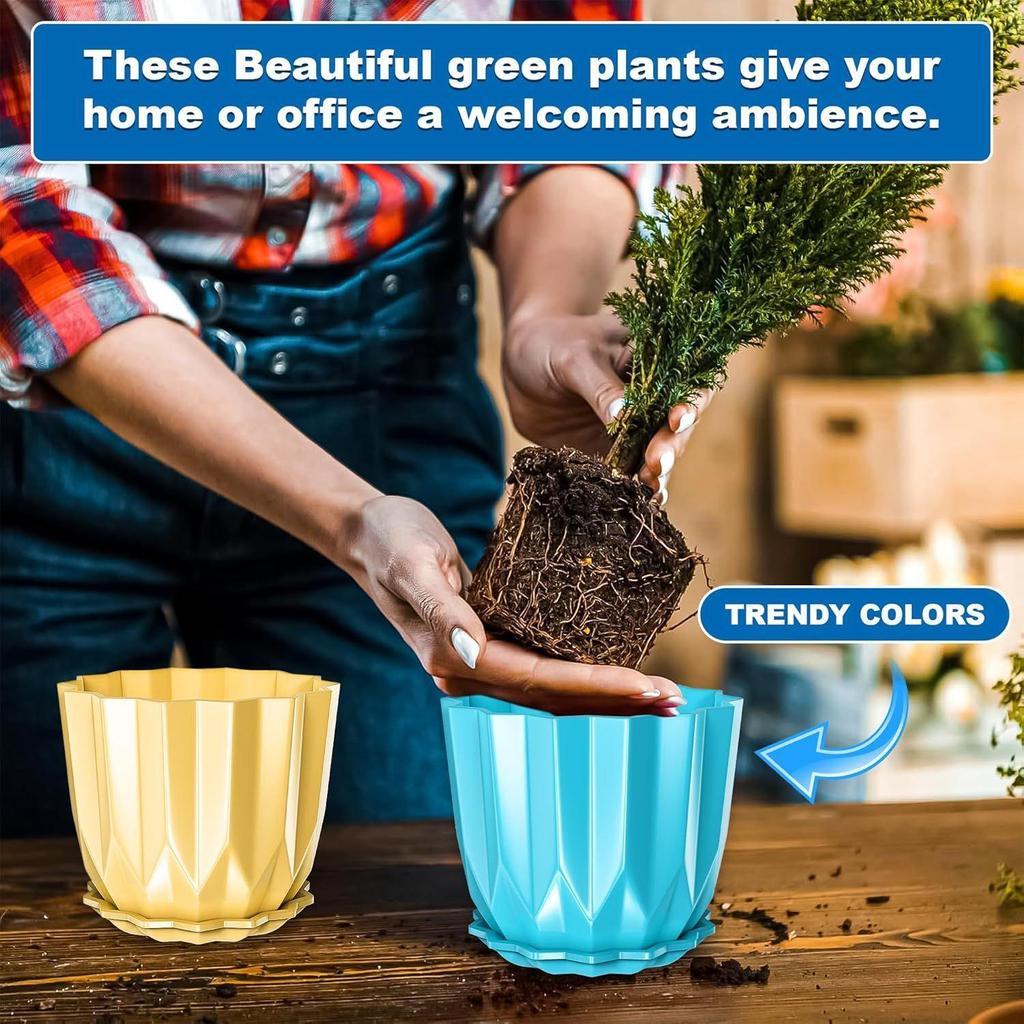 Pack of 5 Round Flower Pots for Home Planters, Terrace, Garden Etc | Multicolor | Suitable for Home Indoor & Outdoor Gardening Plants