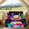 1PC Custom Name Colorful Axolotl Artwork flannel blanket versatile,all-season throw suitable for the living room,bedroom,camping,travel,and gift