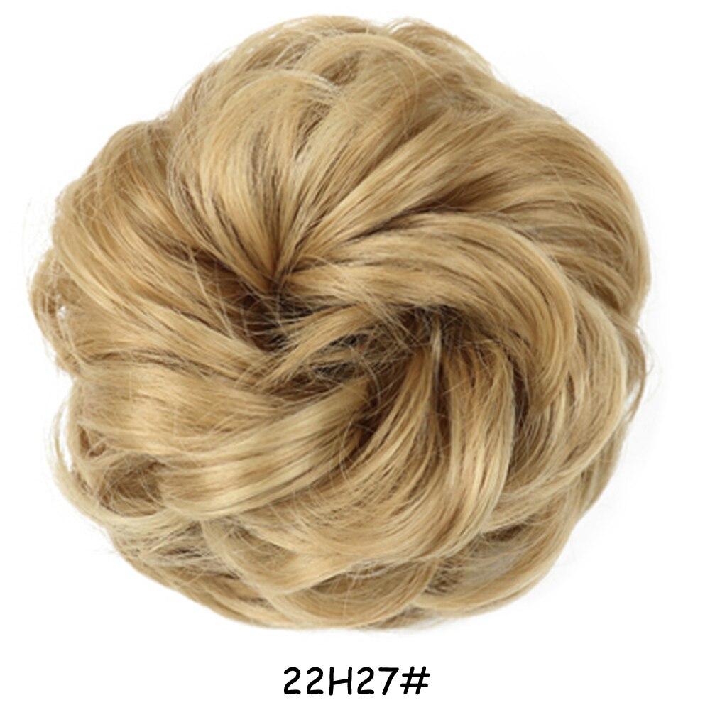 MISS WIG Women Messy Chignon Donut Hair Bun Fake Hair Elastic Chignon Synthetic Fiber Hairpiece Gray Black Brown Color