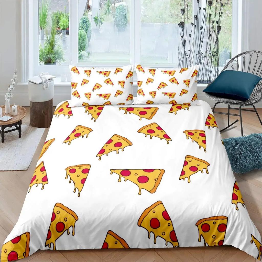 Комплект постельного белья с изображением пиццы, комплект постельного белья в деревенском стиле с изображением фруктов и овощей, 3 предмета для детей и подростков, декор спальни, постельное белье с изображением вкусной еды
