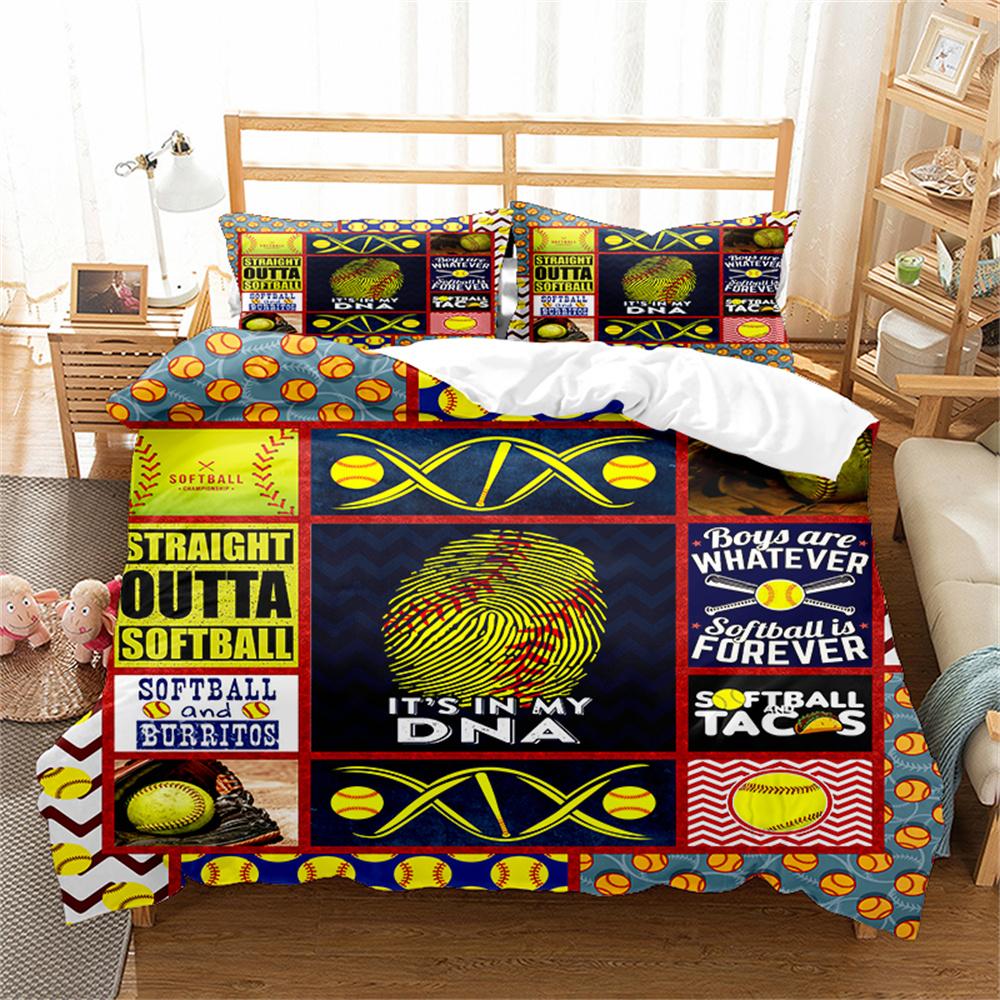 Комплект постельного белья на спортивную тематику для занятий йогой, баскетболом, софтболом, балетом, размер King Queen для детей, мальчиков и девочек, пододеяльник для спортсменов