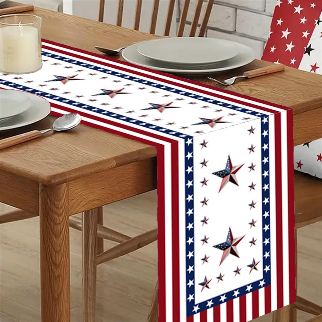 Creative Independence Day Polyester Cotton Printed Table Flag Table Decorations