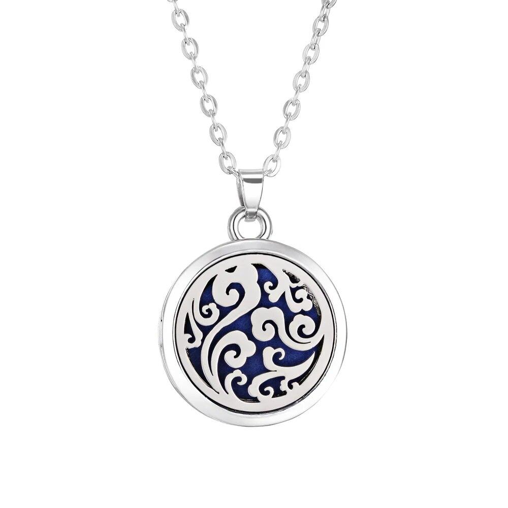 Tree of Life Alloy Stainless Steel Locket Pendant Aroma Diffuser Necklace