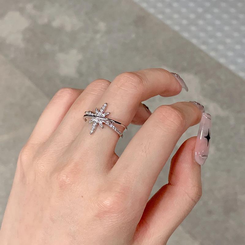 Кольцо Star Ring Женское легкое роскошное темпераментное окружающее октаграмму цирконий открывающееся регулируемое кольцо