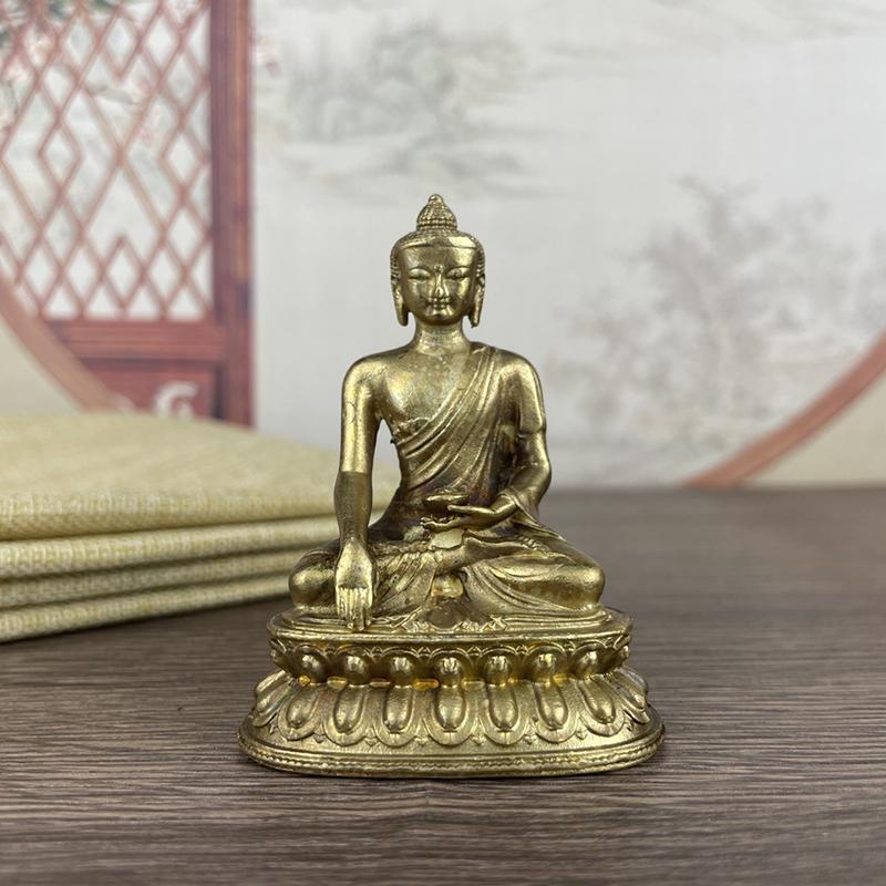 Antique Four-Armed Avalokitesvara Bidhisattva Statue Desk Ornaments Tibetan Patron Saint Figurines Home Decoration Crafts