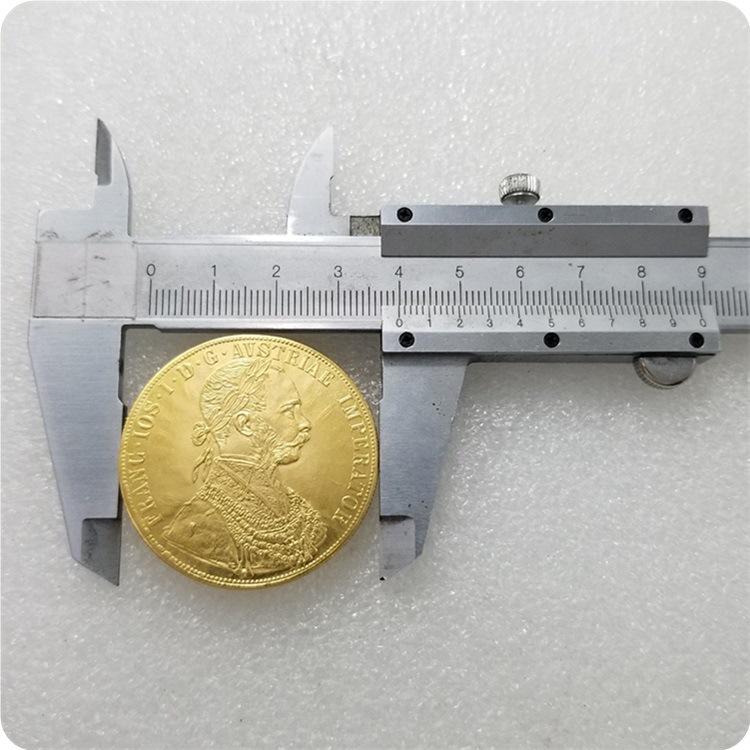 1PC Austrian Gold Coin 1877 Foreign Copy Gold-plated Commemorative Coin Antique Crafts