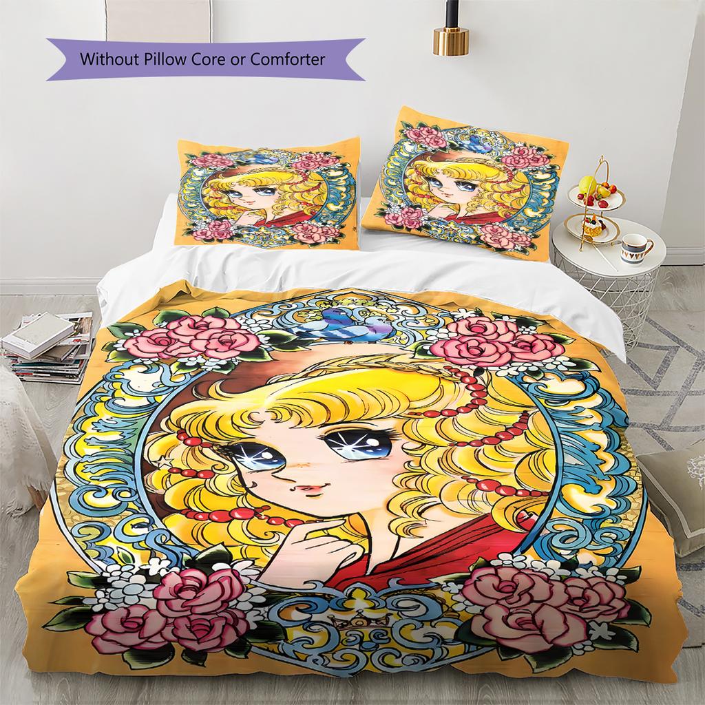 Candy Candy Pattern Bedding,Quilt Set Quilt Cover Pillowcase Home Birthday Gift (1 * duvet cover + 2 * pillowcase, without core)
