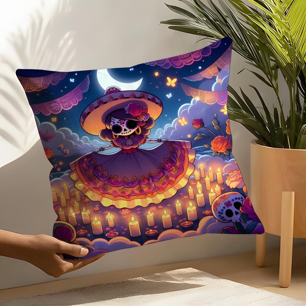 Festival DDia de Muertos Pillow Case Linen Cushion Covers For Decorative Sofa Home Pillows Case Car Chair Pillows Cases