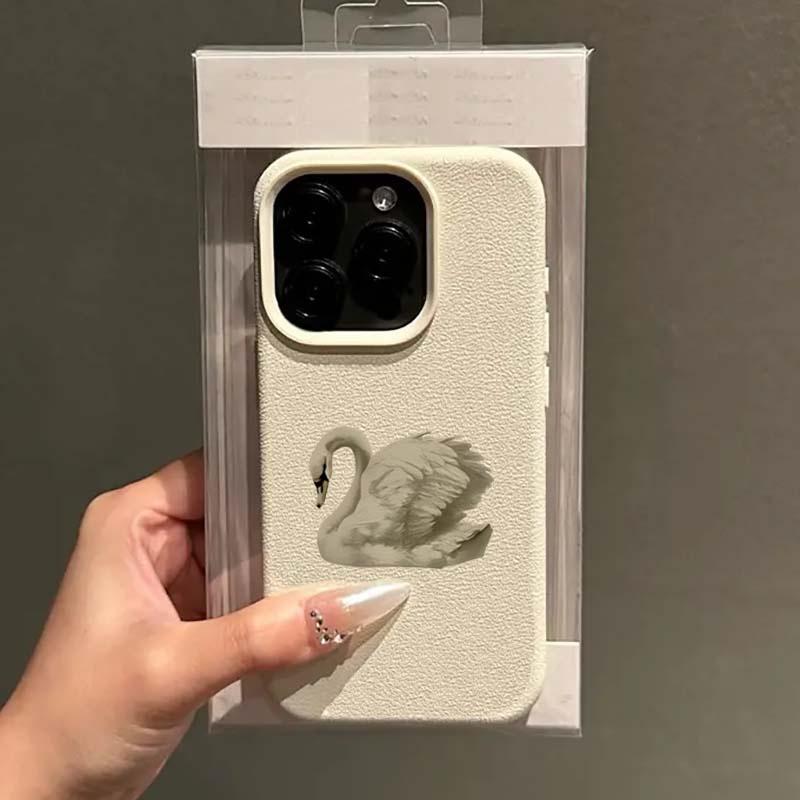 Элегантный чехол в эстетике Белого Лебедя для iPhone 17Air 16 15 14 13 12 11 Pro Max Plus, матовый мягкий силиконовый противоударный чехол в стиле Ins