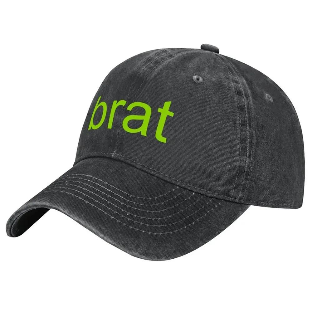 Бейсболка с принтом 'Brat' для мужчин и женщин, washed cotton, с козырьком для защиты от солнца, повседневная и универсальная