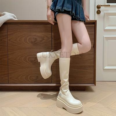 Абсолютно новые готические стильные сексуальные элегантные женские ботильоны на толстой платформе большого размера 43 удобные женские туфли на платформе