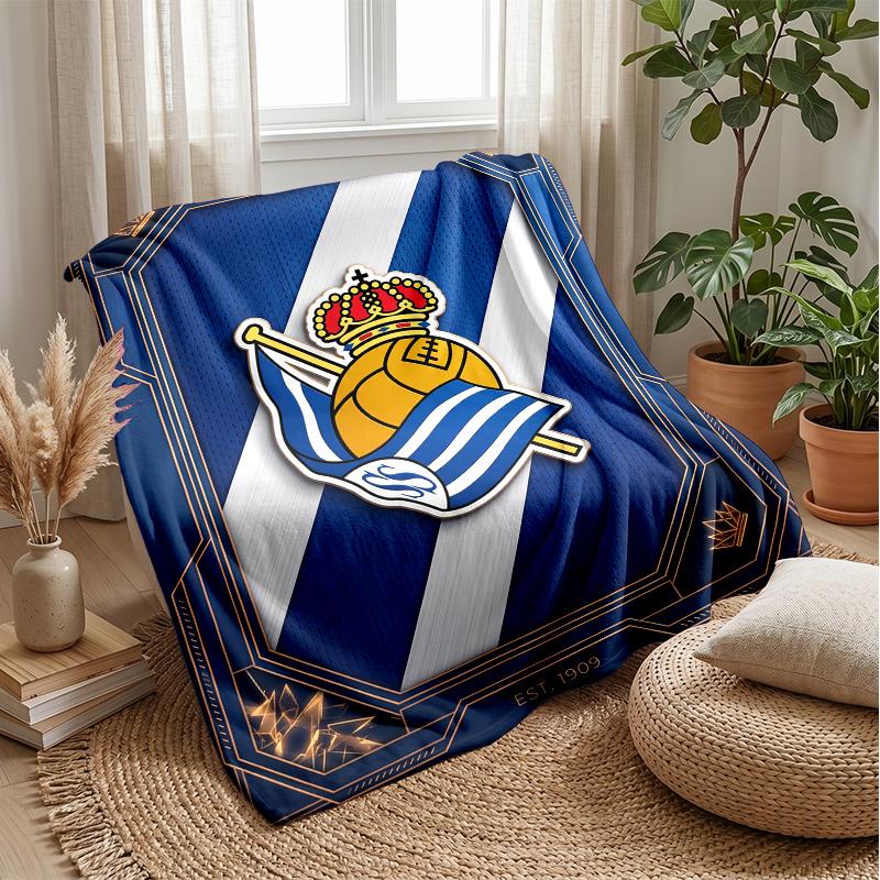 Real Sociedad FC Soft Flannel Fleece Blanket Lightweight Cozy Warm Throw Blanket For Sofa Bed Home Decor