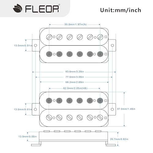 FLEOR Alnico 5 Звукосниматели для гитары Черный комплект хамбакеров для грифа и бриджа