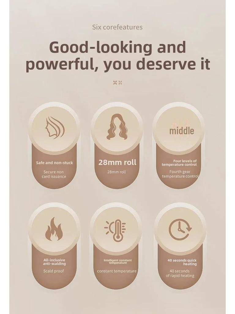 28mm Automatic Curling Iron with Negative Ion Technology - Gentle, Damage-Free, Lazy Waves Ideal for Dormitories