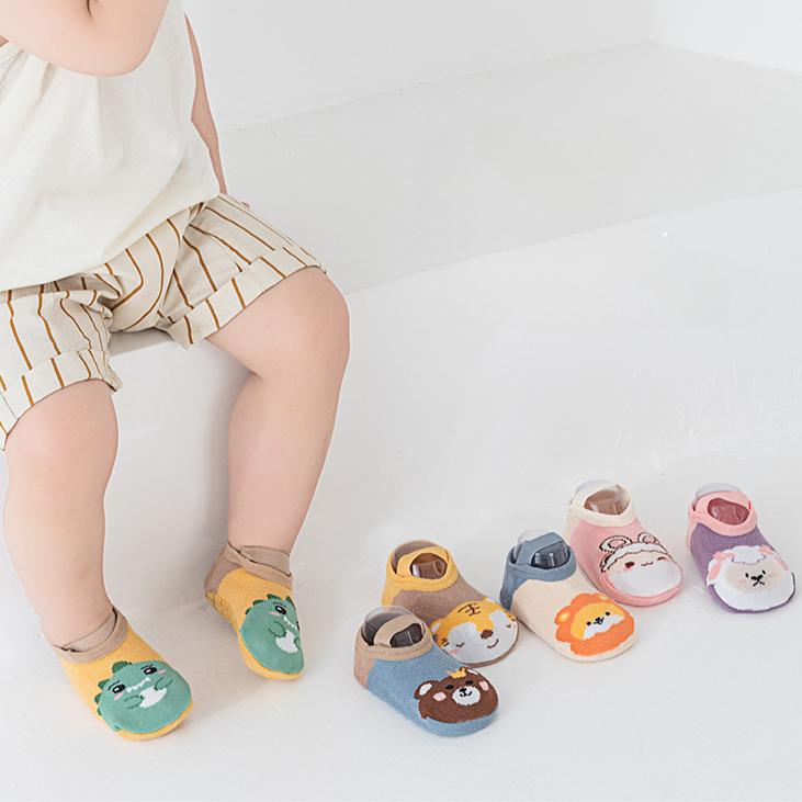 Милые детские носки для первых прогулок с изображением животных из мультфильмов, нескользящие носки для малышей, мальчиков и девочек, весенне-осенние домашние носки с ремешком
