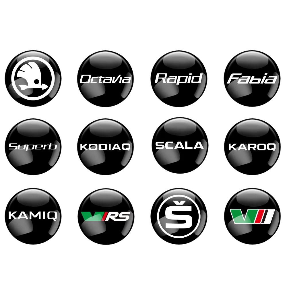 Car Sticker 2025 Hot 4Pcs Car Styling Tire Valve Covers Auto Badge Dust Caps For Skoda S VRS VII Octavia Superb Kodiaq Fabia Kam