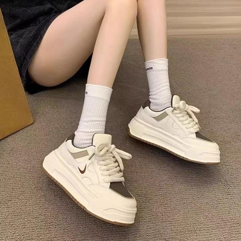Весна Осень Массивные Женские Повседневные Туфли Мода Все-матч Студенческие Белые Кроссовки Высокое Качество Комфорт Увеличенные Вулканизированные Туфли