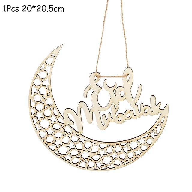 New Wooden EID Mubarak Decoration Ramadan Mubarak Ornaments Islamic Muslim Pendant Eid Al Adha Party Supplies Ramadan Kareem Gif