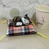 Simulation Cat Doll Plush Toy Mini Realistic Sleeping Kittens On Mat Figurine Stuffed Animal Toy with Cushion for Home Office Room Desktop Decor