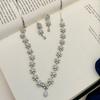 Silver Plated Diamond Round Necklace Set Diamond Necklace Set for Women