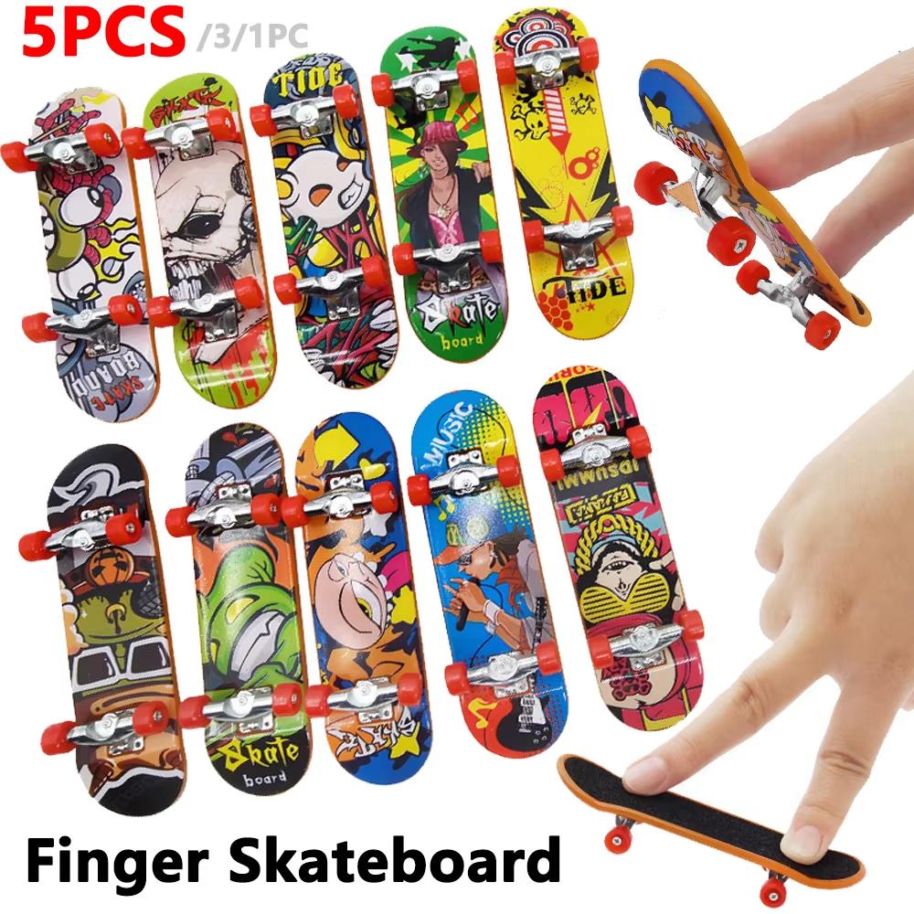 Small Finger Skateboard Professional Alloy Stand Fingerboard Plaything Cool Graffiti Finger Skate Board Novelty Toys For Kids & Adult
