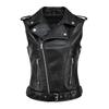 Women's Slim Fit PU Leather Motorcycle Vest with Belt and Zipper
