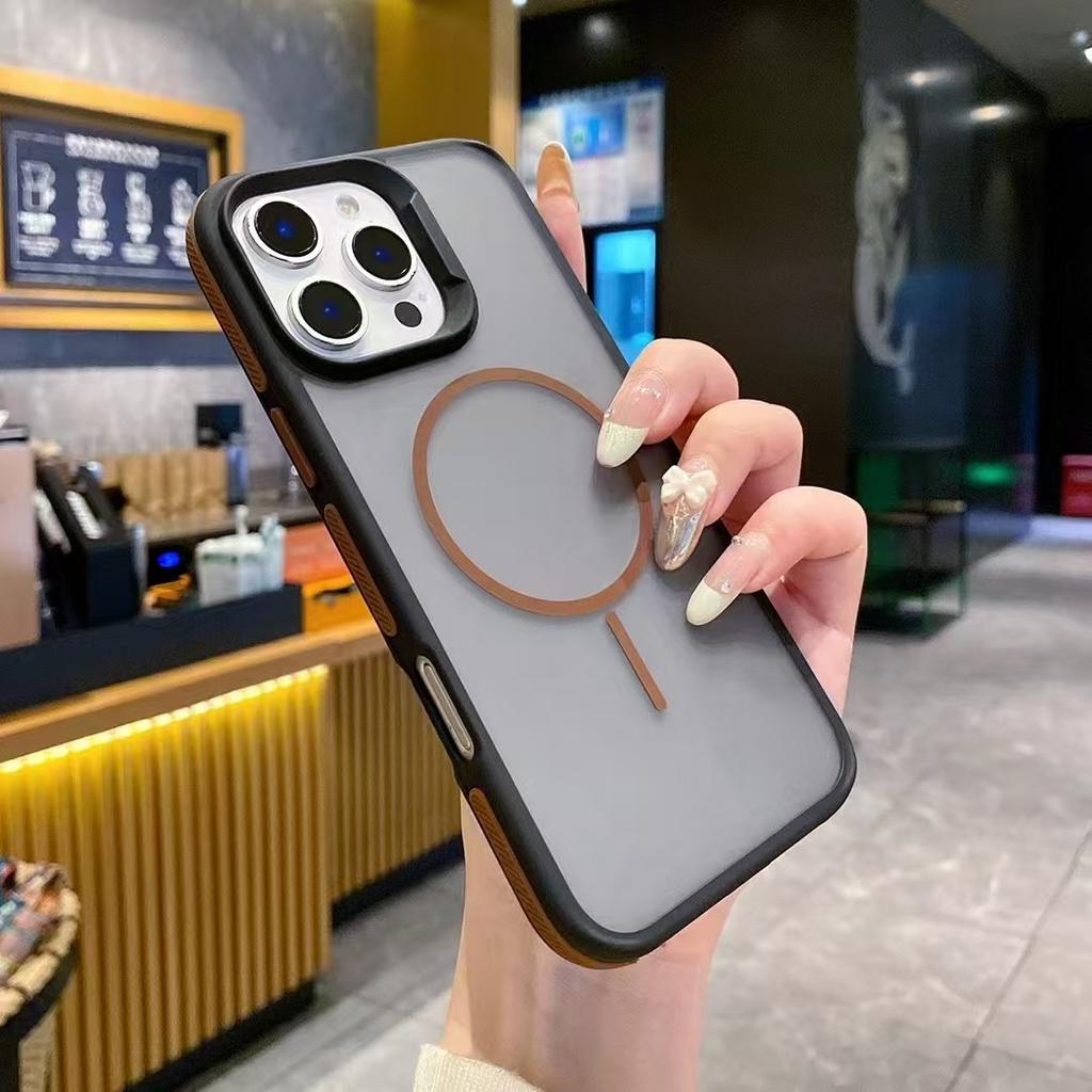 Подходит для Apple 16, Двухцветный, с покрытием Skin-feel, Магнитный чехол с тонким кольцом, Защитный чехол-броня с полной защитой в стиле Ip16/15/14pm