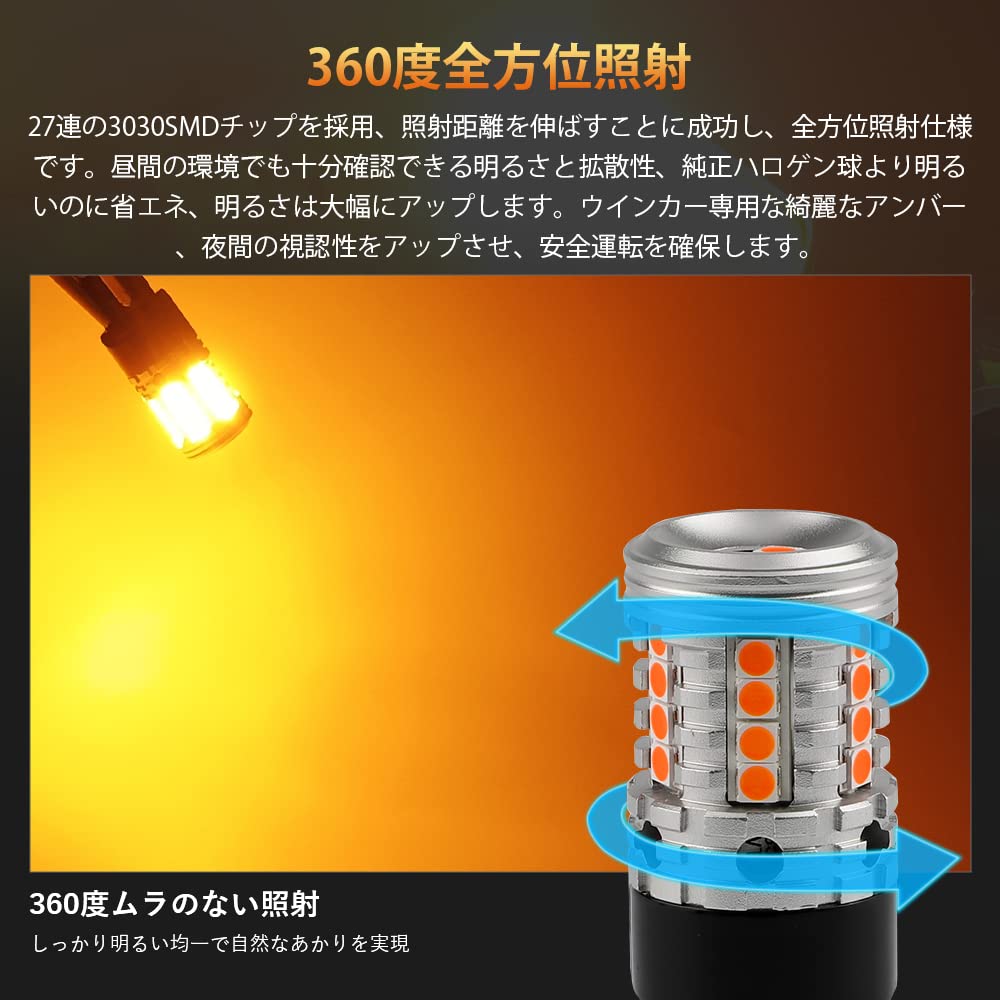 Светодиодный указатель поворота Catland T20, одинарный янтарный, защита от гипермигания, 7440 WX3x16d, цоколь отличается, встроенный