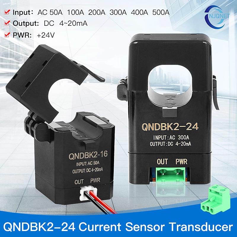 4-20mA Split Core Current Transmitter QNDBK2-24 AC 5A 10A 20A 50A 100A Current Sensor Transducer Clamp CT Current Transformer