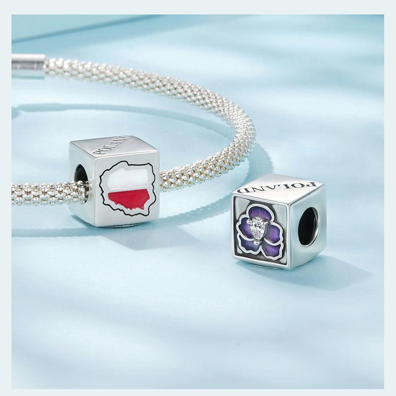 S925 Sterling Silver American Polish Commemorative Beads Popular Cube Collection Loose Beads Beads
