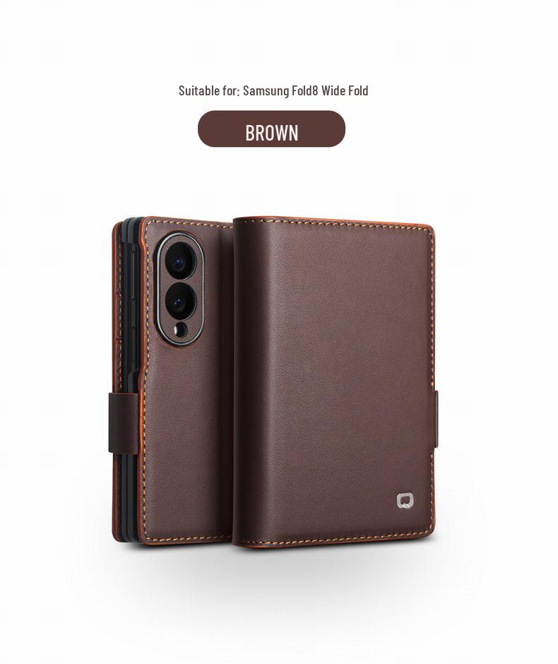 Оригинальный кожаный магнитный защитный чехол Qiali для Samsung Z Fold8 - Полное покрытие с подставкой, книжка