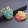 Christmas Eve Full Diamond Fruit Apple Brooch High-end Luxury Female Corsage Transshipment Meaning Peace Jewelry Pin