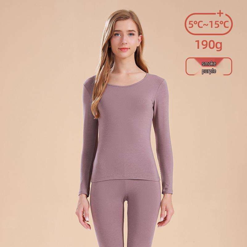 Унисекс Хлопковый Комплект Теплого Белья Облегающего Кроя с Круглым Вырезом - Большой Размер, Осень/Зима