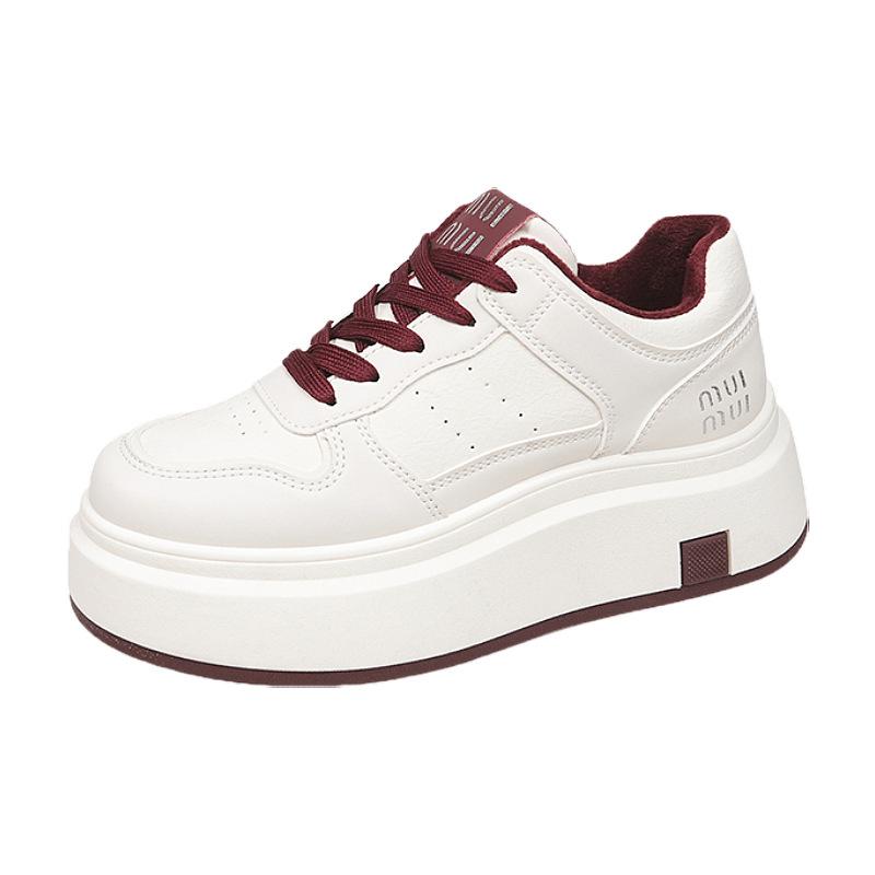 Niche Platform Leather White Shoes Women's 2025 Spring New Ins Versatile Sports Shoes Small Casual Board Shoes